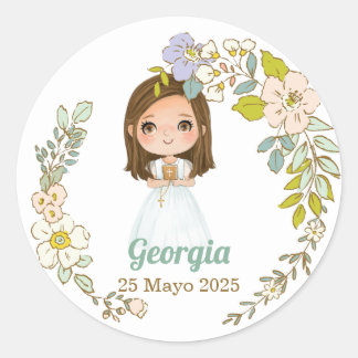 Adesivo Pegatina redonda Primera Comunión GEORGIA