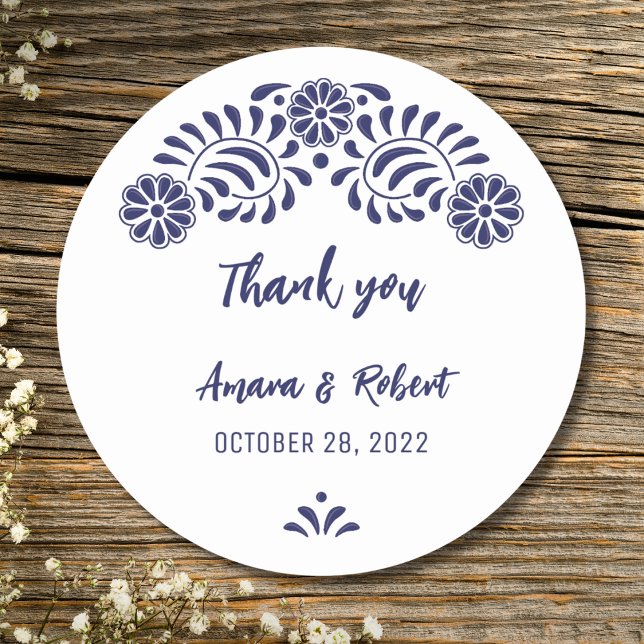 ADESIVO PEGATINA REDONDA TALAVERA FLOWER (Criador carregado)