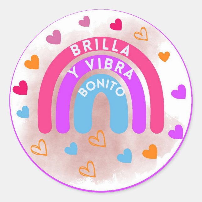 Adesivo Pegatina/Sticker de arcoíris con frase inspiradora (Frente)