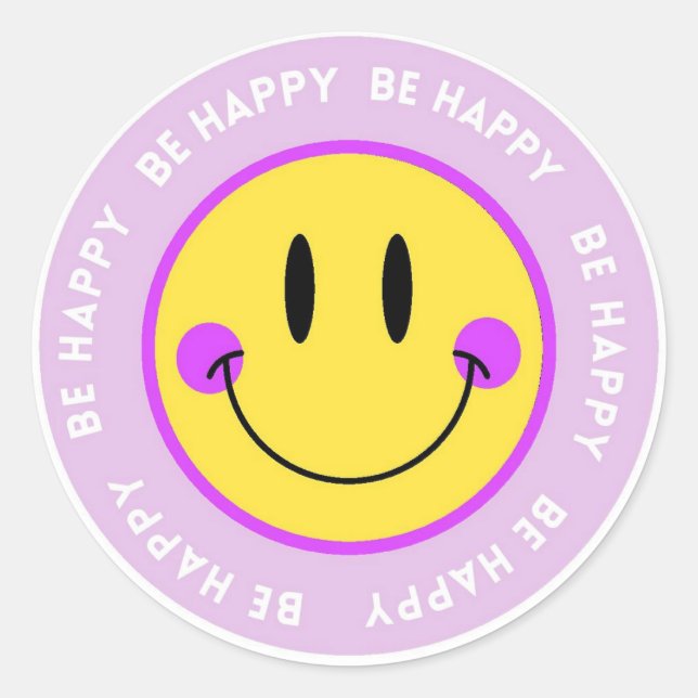 Adesivo Pegatina/Stickers redonda Carita Feliz "Be Happy" (Frente)