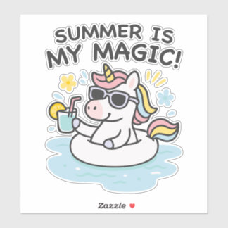 Adesivo Pegatina unicornio kawaii “Summer is my magic”