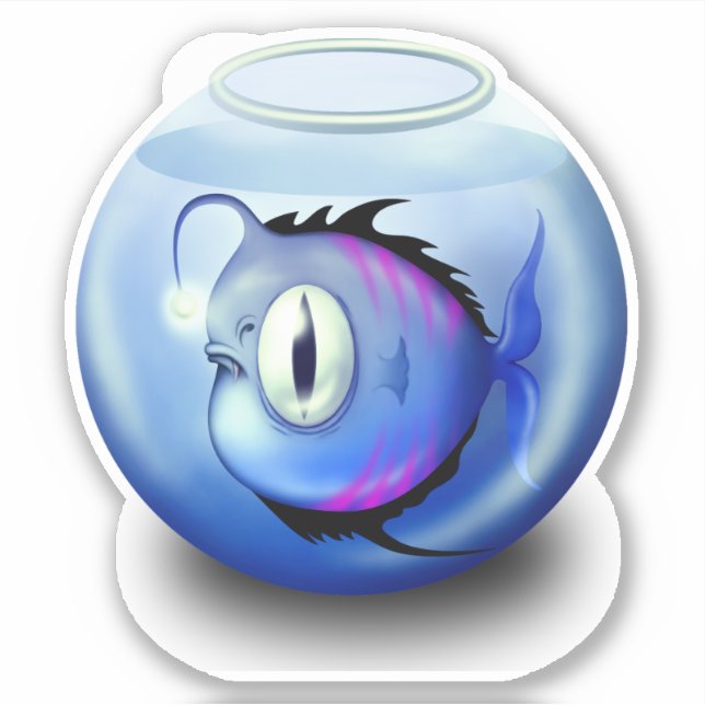Adesivo Peixe-âncora aquário aquário tigela azul-branca (Frente)