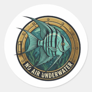 Adesivo Peixe-Anjo Sem Ar Porthole Subaquático