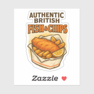 Adesivo Peixe & Batata Frita Britânicos Autênticos Retro V