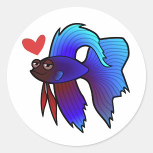 Adesivo Peixe Betta / Peixe Combatente Siameses Amor