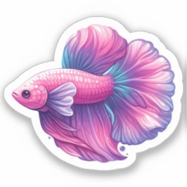 Adesivo Peixe-Betta Rosa e Roxo