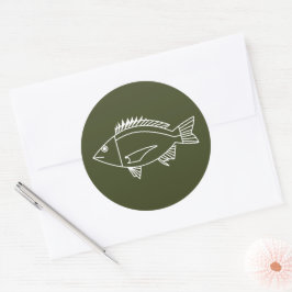 Adesivo Peixe-Bream Negro em Branco em Khaki Green