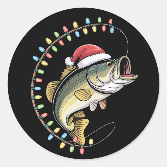 Adesivo Peixe de Pai de Natal Engraçado Pescador (Frente)