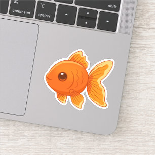 Adesivo Peixe Dourado de Desenho Animado Fofo