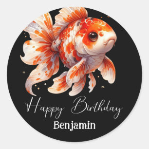 Adesivo Peixe dourado personalizado aniversário moderno si