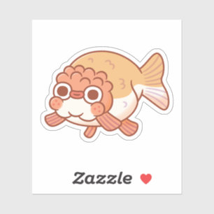 Adesivo Peixe Dourado Ranchu Derpy Fofo Doodle