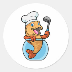 Adesivo Peixe em Vidro Cozinhado com Colher de Sopa