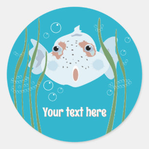 Adesivo Peixe Engraçado Nome Personalizado Oceano Fofo