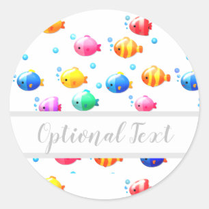 Adesivo Peixe feliz colorido com bolhas