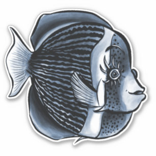 Adesivo Peixe Gato com Eyelashes Angelfish Tropical