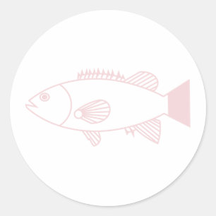 Adesivo Peixe-Groselha de Baixo Rosa de Pastel em Branco