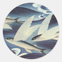 Peixe Japonês Vintage Voando no Oceano, Japonismo