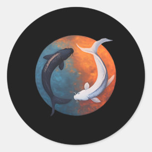 Adesivo Peixe Koi Japonês Yin E Yang Homens Mulheres Pesca