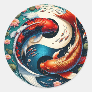 Adesivo Peixe Koi Japonês Yin Yang