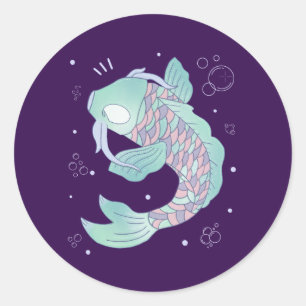 Adesivo Peixe Koi Pastel   Arte Folclórica Subaquática Cap