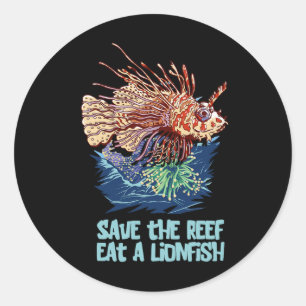 Adesivo Peixe-Leão Salva O Recife Coma Leão Engraçado Fofo