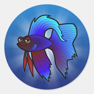Adesivo Peixe-Lutador-Siamês Desenho Animado