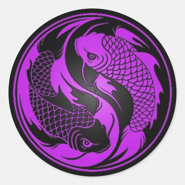 Adesivo Peixe Roxo e Negro Yin Yang Koi (Frente)