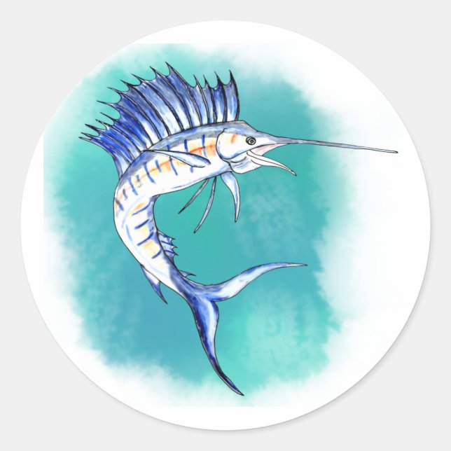Adesivo Peixe-vela em Aquarela (Frente)