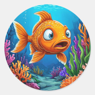 Adesivo Peixe vermelho de desenho animado