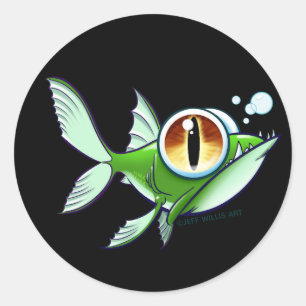 Adesivo PEIXE ZANGADO - OLHO VERMELHO EM PRETO por Jeff Wi