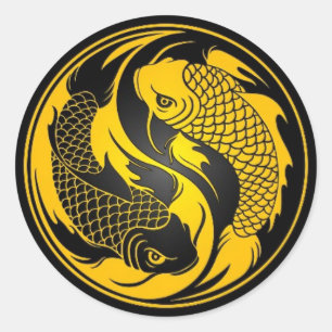Adesivo Peixes amarelos e pretos de Yin Yang Koi