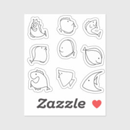 Adesivo peixes brancos bonitos