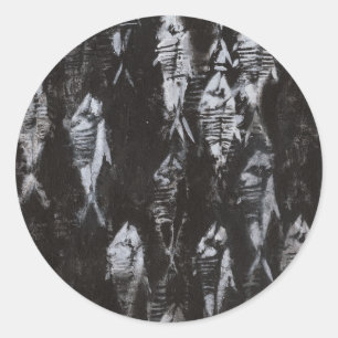 Adesivo Peixes Brancos Fósseis em Fundo Preto