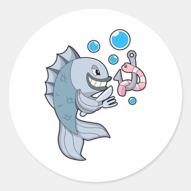 Adesivo Peixes com gancho de peixe e verme (Frente)