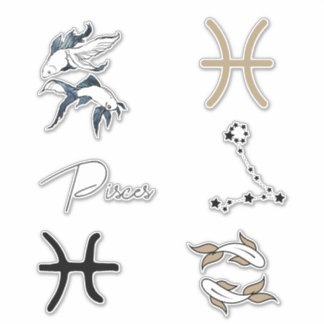 Adesivo Peixes de peixe gêmeo astrologia zodiac dourado