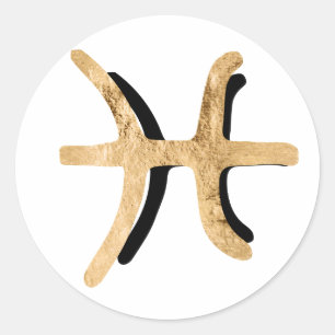 Adesivo Peixes de textura preta de ouro constelação de zod