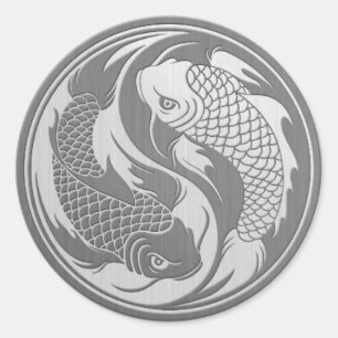 Adesivo Peixes de Yin Yang Koi com efeito de aço