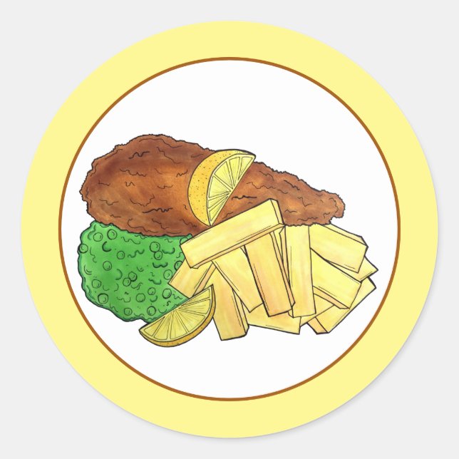 Adesivo Peixes e Chips - Comida do restaurante britânico P (Frente)