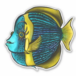 Adesivo Peixes Engraçados Com Biologia Do Oceano Eyelashes