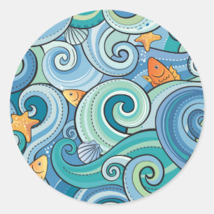 Adesivo Peixes entre o teste padrão de ondas