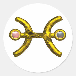 ADESIVO PEIXES / INJETOS ZODIÁTICOS DOURADOS COM PÉARAS