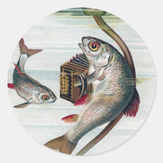Adesivo Peixes Jogando Acordeão e Água Lily (Frente)