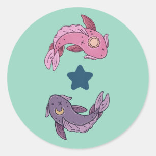Adesivo Peixes Koi Sol e Lua Arte Celestial de Peixes