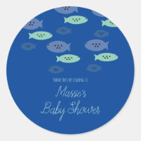 Peixes Nadando Aquário Azul Chá de Bebê Obrigado