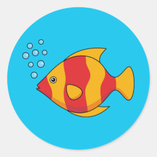 Adesivo Peixes Tropicais de Laranja Vermelho