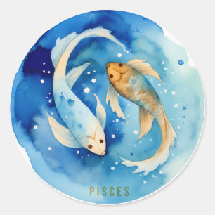 Adesivo Peixes Vinheta Zodiac com Aquarela