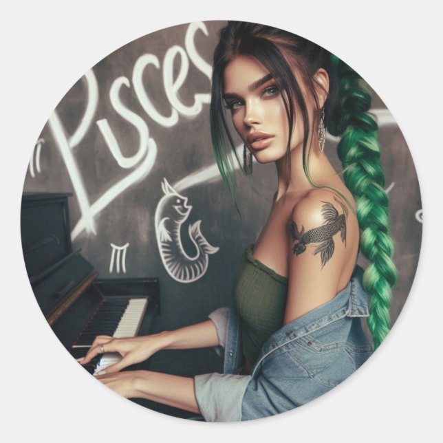 Adesivo Peixes Zodiac Musical Piano (Frente)