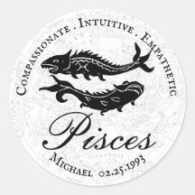 Peixes Zodiac Traços Astrologia Preto Branco Perso
