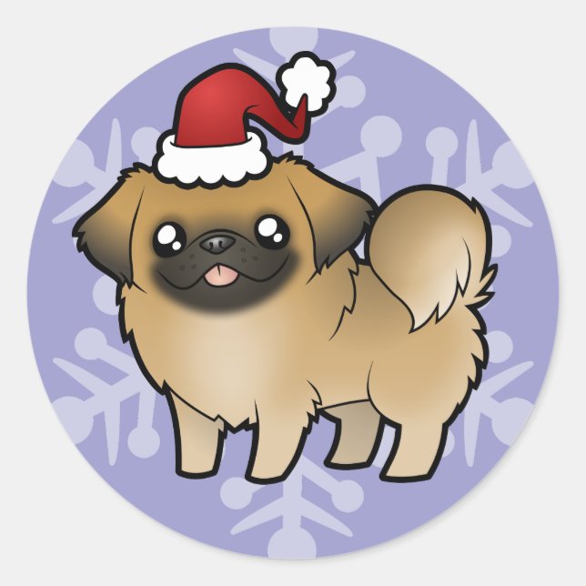 Adesivo Pekingese de Natal (corte de cachorrinho) (Frente)