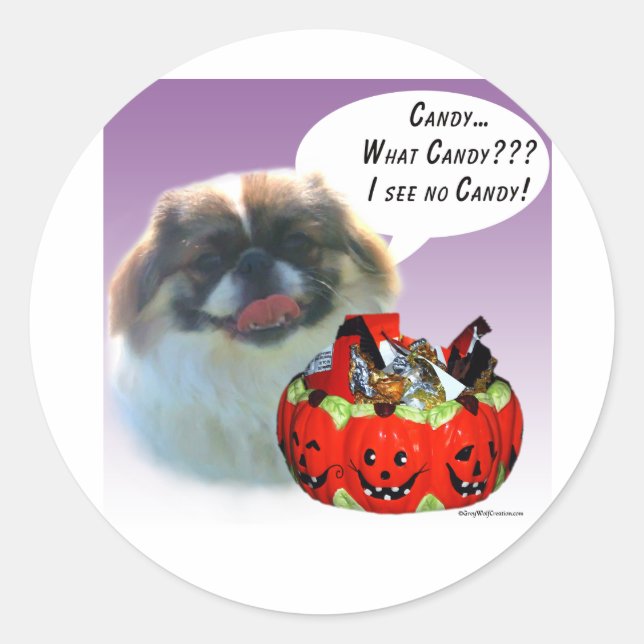 Adesivo Pekingese Halloween Candy (Frente)